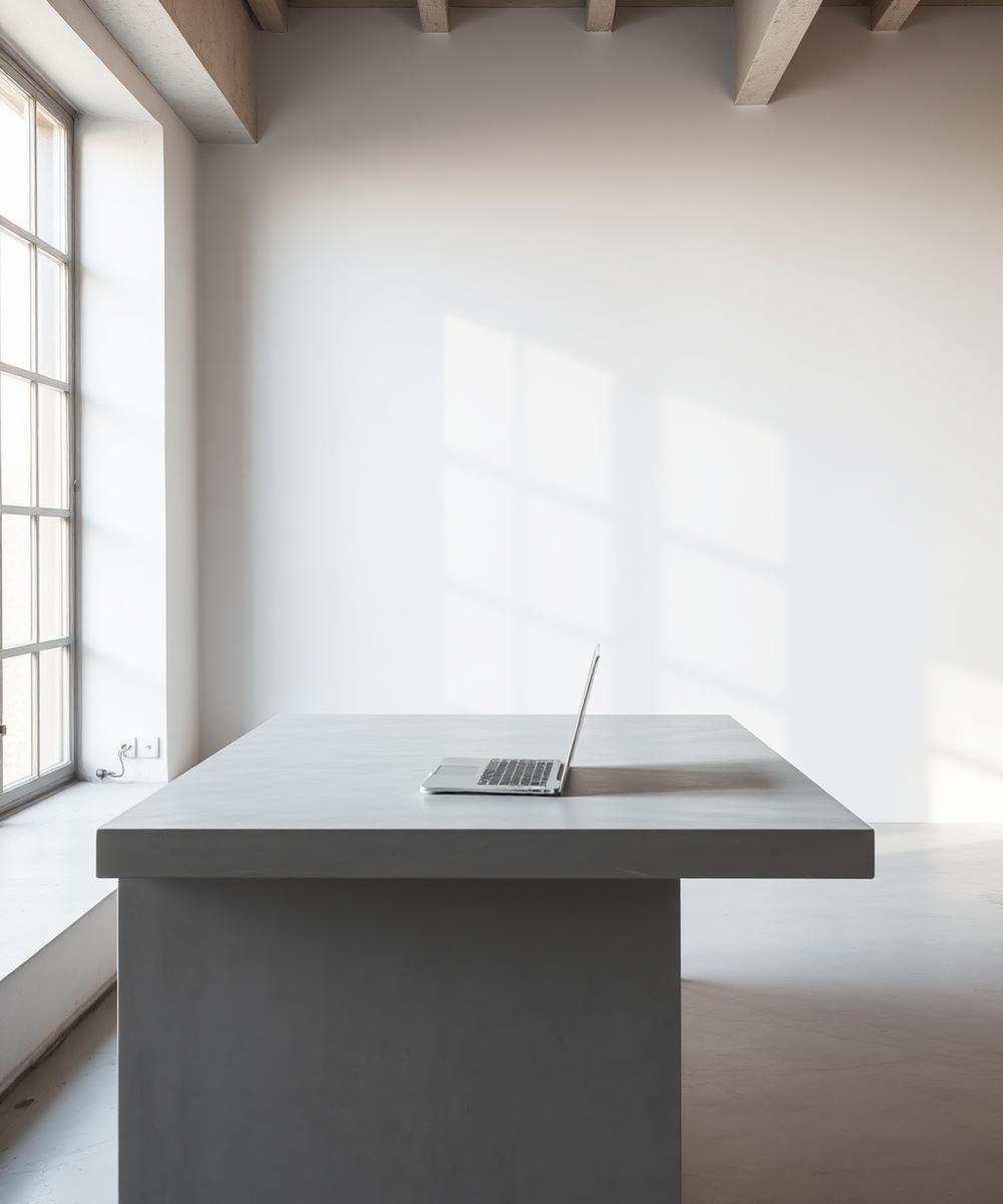 Laptop on a concrete desk